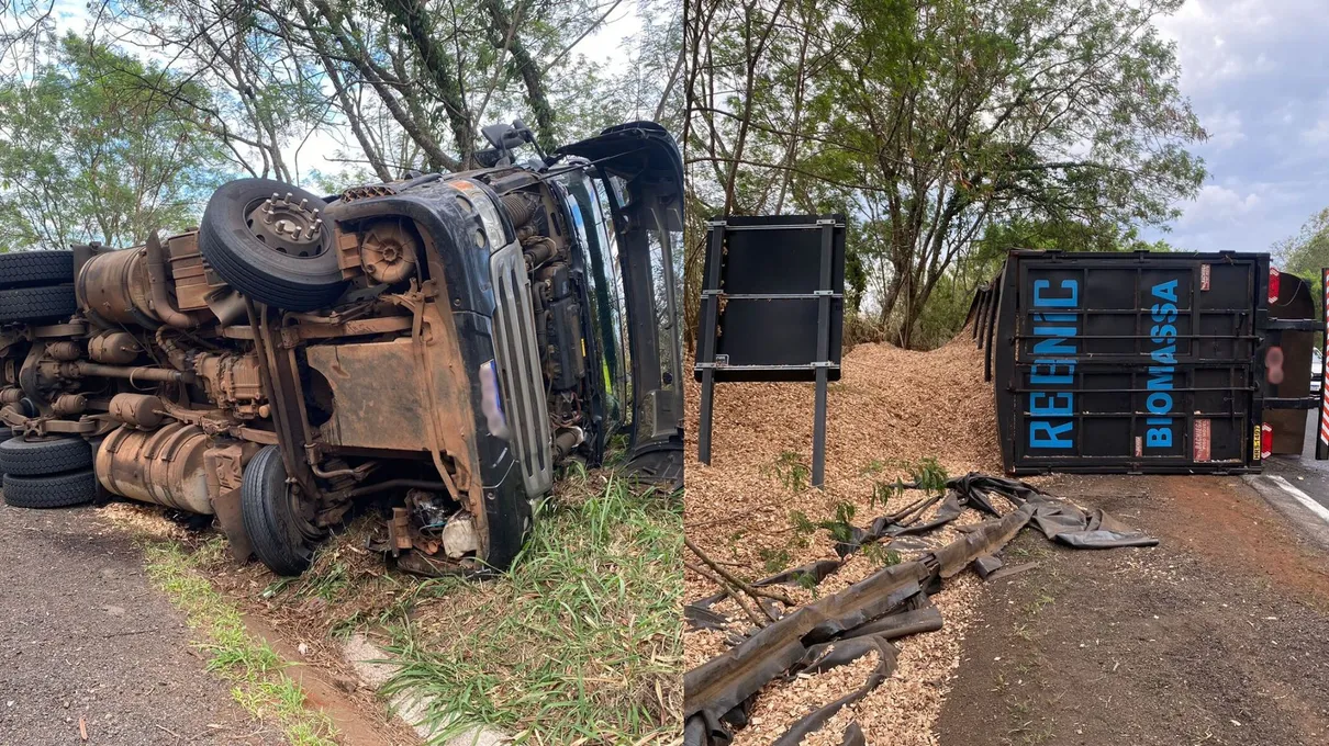 Motorista fica ferido em tombamento no Contorno Norte em Apucarana