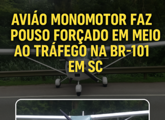 Sem feridos: aeronave pousa em rodovia movimentada de SC e impressiona motoristas