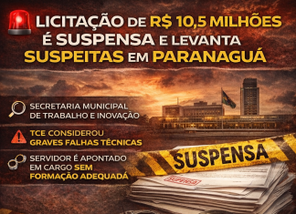 LICITAÇÃO DE R$ 10,5 MILHÕES É SUSPENSA E LEVANTA SUSPEITAS EM PARANAGUÁ