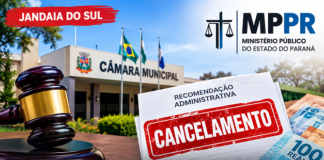 JANDAIA DO SUL – MPPR recomenda cancelamento do aumento de salários de prefeito e vereadores em Jandaia do Sul