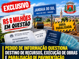 EXCLUSIVO: Pedido de informação questiona destino de recursos, execução de obras e paralisação de pavimentação em Jandaia do Sul